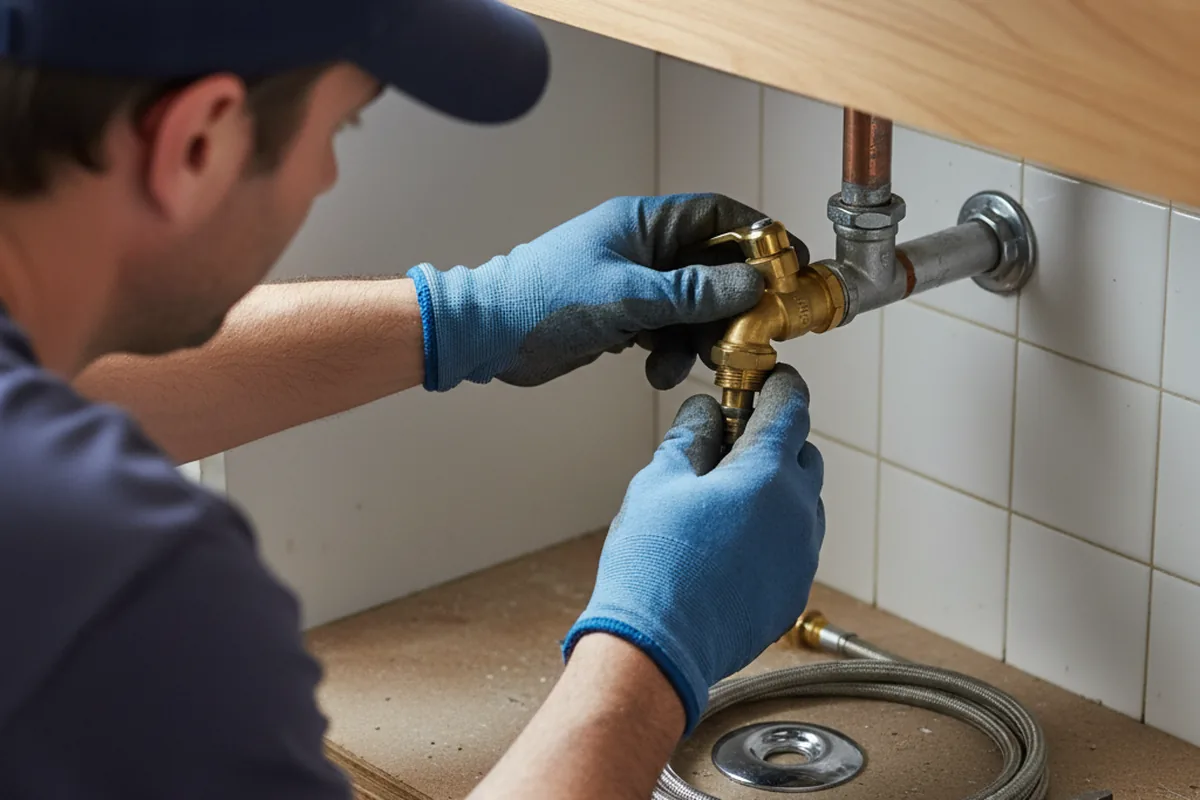Shutoff valve and fitting work during Burst Pipe Repair in Harmony